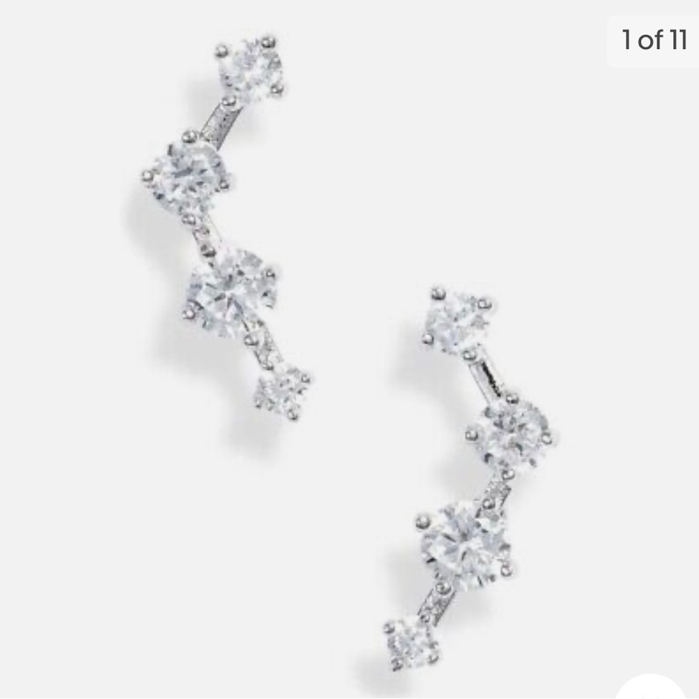 Nordstrom Cubic Zirconia Ear Crawlers Earrings in Clear- Silvertone